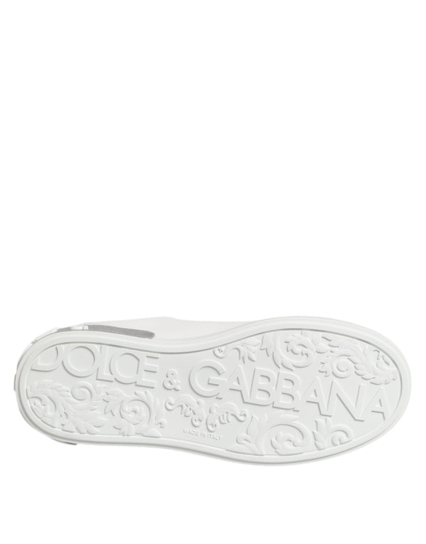 White Purple Leather Low Top Sneakers Shoes