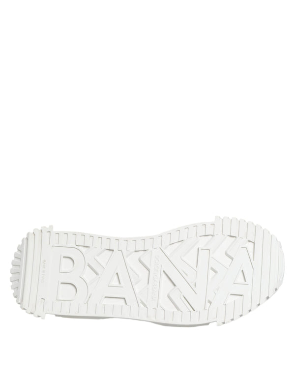 White NS1 Canvas Leather Embellished Sneakers Shoes