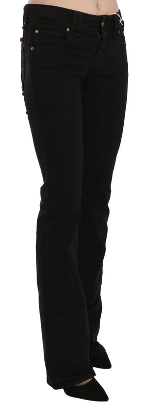 Black Low Waist Slim Leg Skinny Denim Casual Pants Jeans