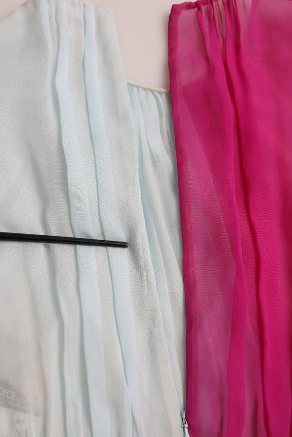 Light Blue Silk Two Tone Midi Dress