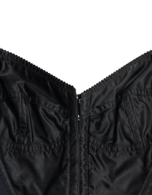 Black Nylon Bodycon Corset Bustier Mini Dress