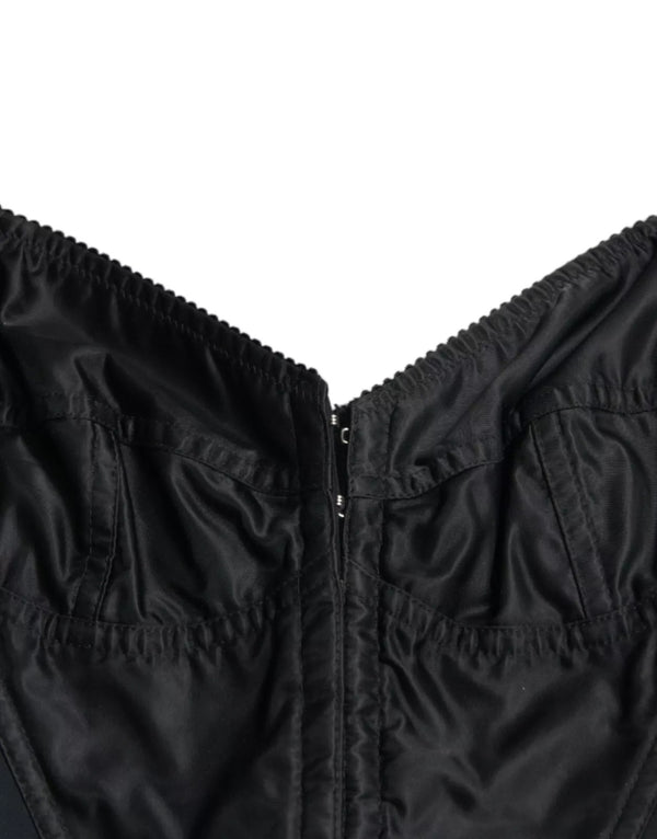 Black Nylon Bodycon Corset Bustier Mini Dress