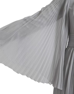 Light Grey Polyester Pleated Long Maxi Dress