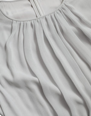 Light Grey Polyester Pleated Long Maxi Dress