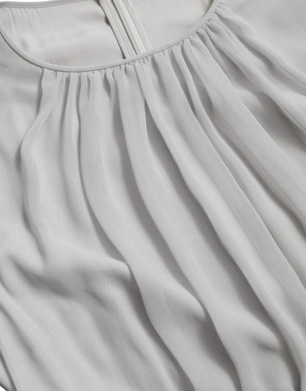 Light Grey Polyester Pleated Long Maxi Dress