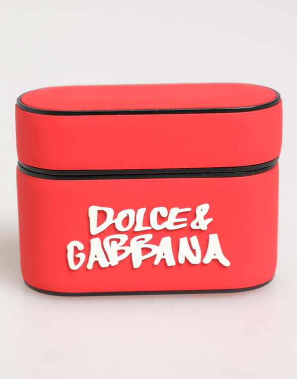 Red PVC DG Logo Embossed Men Flip Holder  Airpods Case