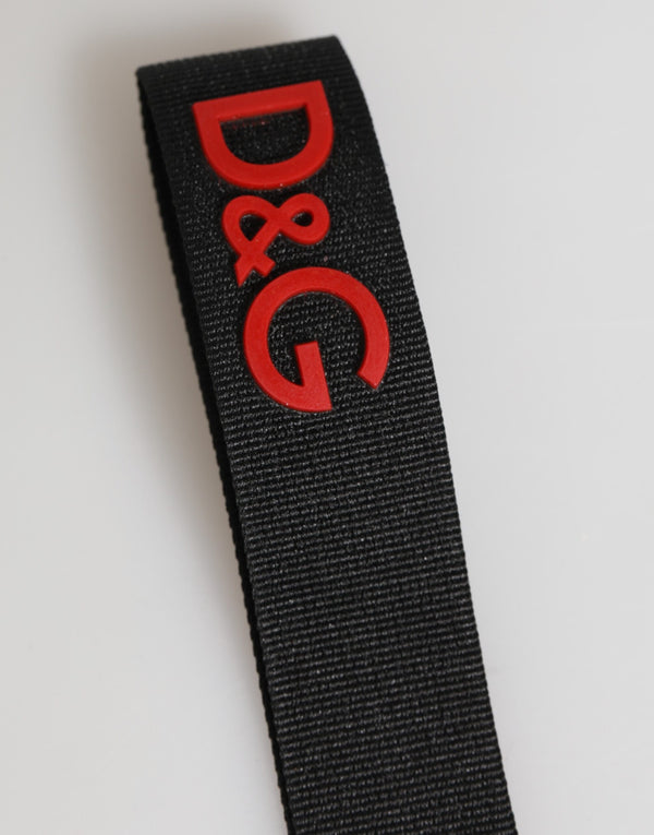Black Red Logo Polyester Brass Holder Keychain Keyring