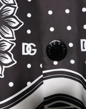 Black White Bandana Print Bomber Jacket