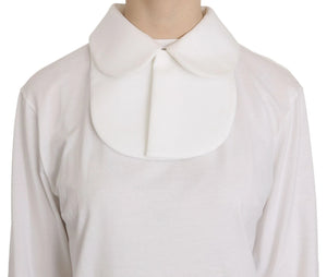 White Cotton Longsleeve Collared Blouse