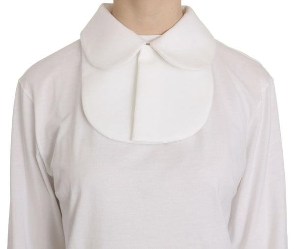 White Cotton Longsleeve Collared Blouse