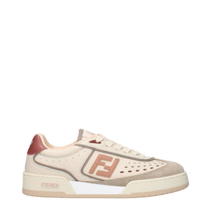 Beige Leather Low Top Sneakers