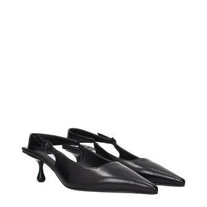 Black Leather Flat Sandals