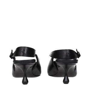 Black Leather Flat Sandals