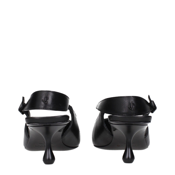 Black Leather Flat Sandals