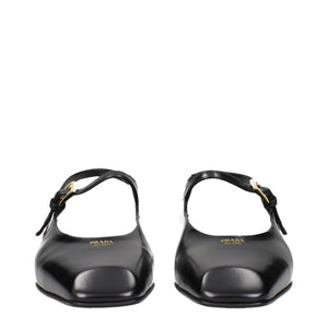 Black Leather Flat Sandals