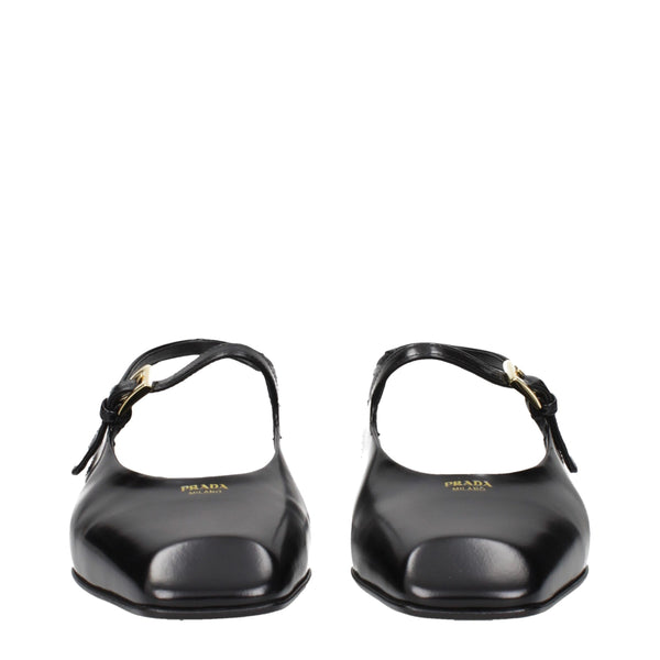 Black Leather Flat Sandals