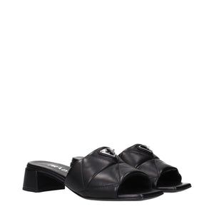 Black Leather Flat Sandals