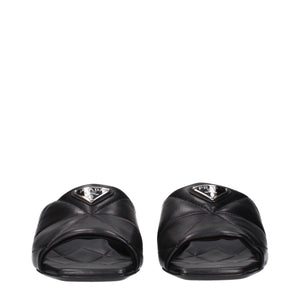 Black Leather Flat Sandals