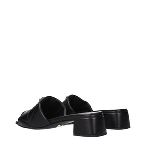 Black Leather Flat Sandals