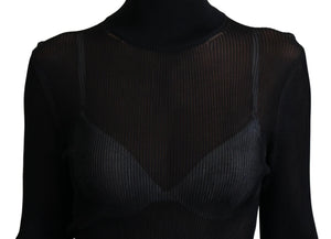 Black Turtleneck Slim Fit Pullover Sweater