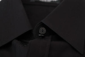 Black Cotton Collared Long Sleeves Shirt