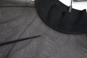 Black Mesh Turtleneck Sheer Blouse Top