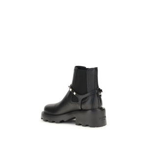 Black Calf Leather Bos Taurus Ankle Boots