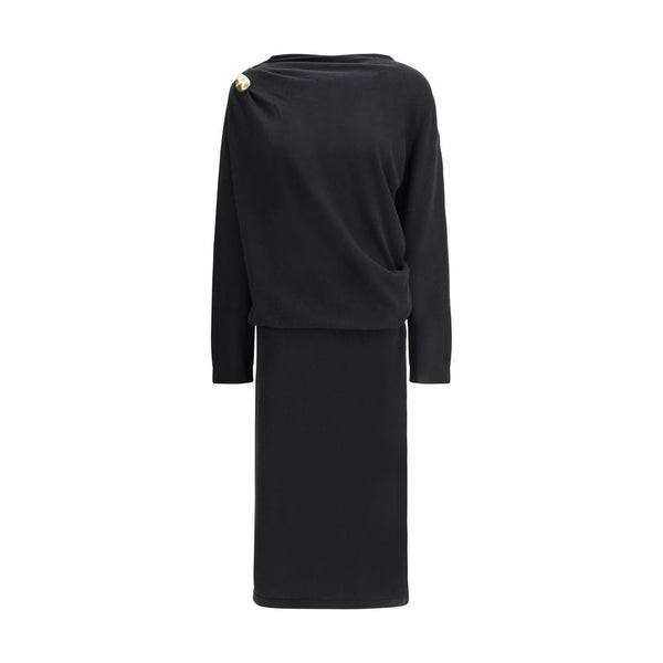Black Fleece Wool Casual Dress