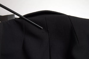 Black Wool Single Breasted Cropped Jacket