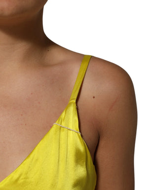 Yellow Silk Satin Slip Maxi Spaghetti Strap Maxi Dress