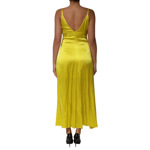 Yellow Silk Satin Slip Maxi Spaghetti Strap Maxi Dress