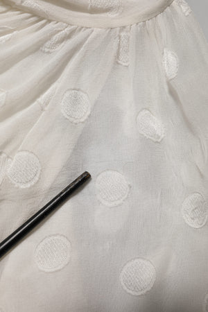 White Polka Sheer Silk Bow Tie Shirt Blouse Top