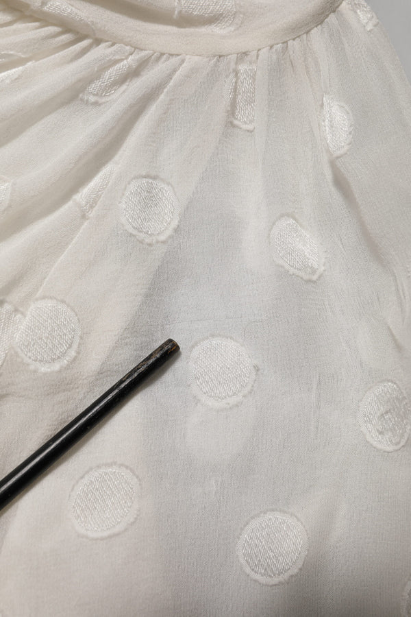 White Polka Sheer Silk Bow Tie Shirt Blouse Top