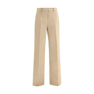 Beige Cotton Casual Pants