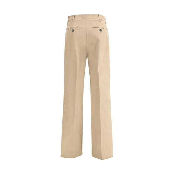 Beige Cotton Casual Pants