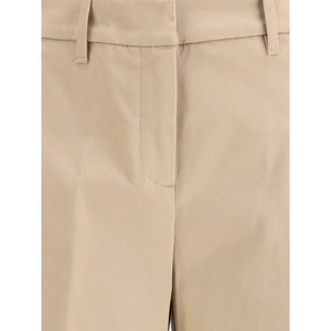 Beige Cotton Casual Pants