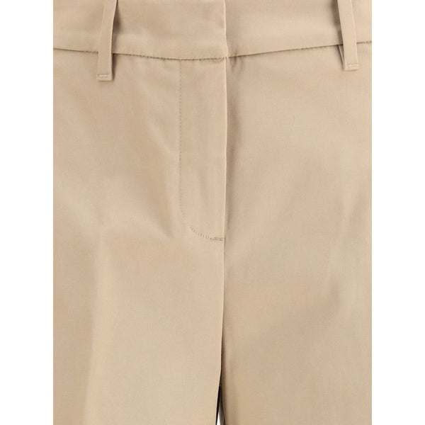 Beige Cotton Casual Pants