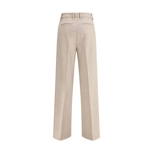 Beige Wool Casual Pants