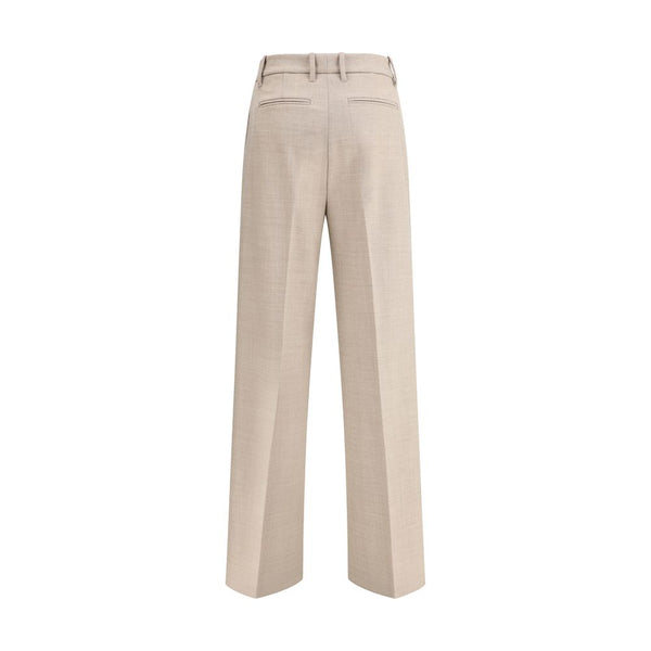 Beige Wool Casual Pants