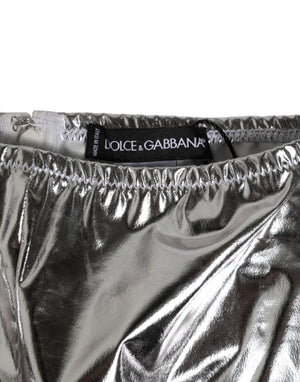 Silver Metallic High Waist Bikini Bottom Women  Underwear