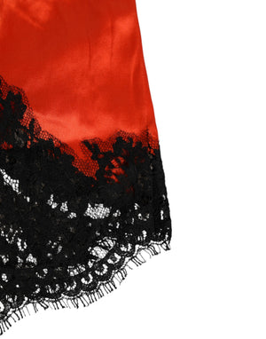 Red Silk Satin Lace Shorts Underwear