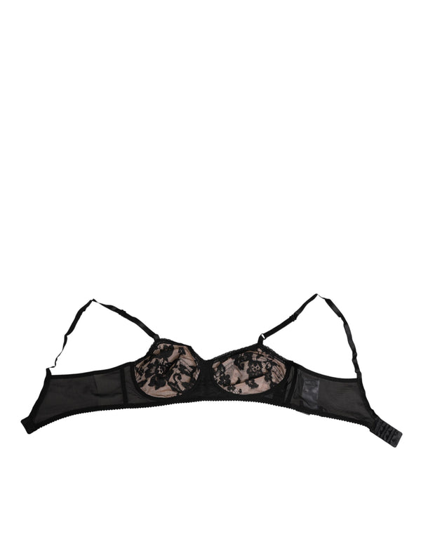 Black Nude Floral Lace Sheer Bra Underwear