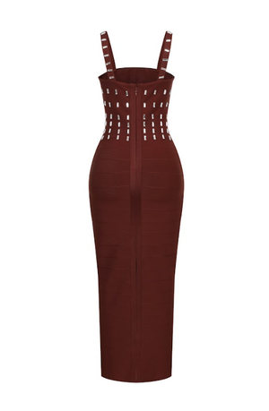 Bandage Square Neck Cut Out Long Dress
