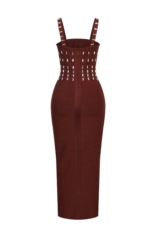 Bandage Square Neck Cut Out Long Dress