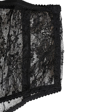 Black Lace Polka Dot Mesh High Waist Underwear