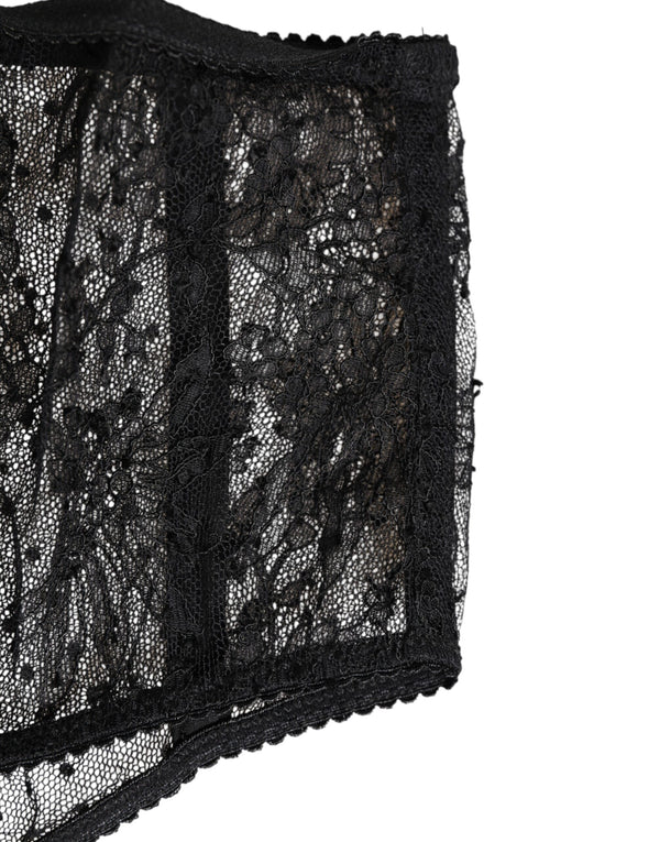 Black Lace Polka Dot Mesh High Waist Underwear