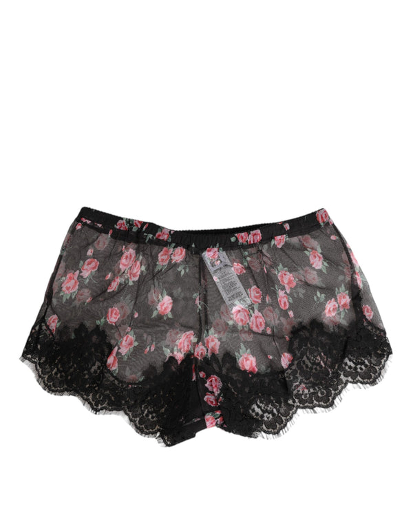 Black Pink Floral Lace Mesh Lingeri Underwear