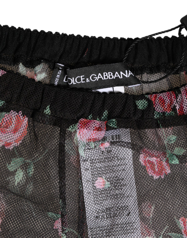 Black Pink Floral Lace Mesh Lingeri Underwear