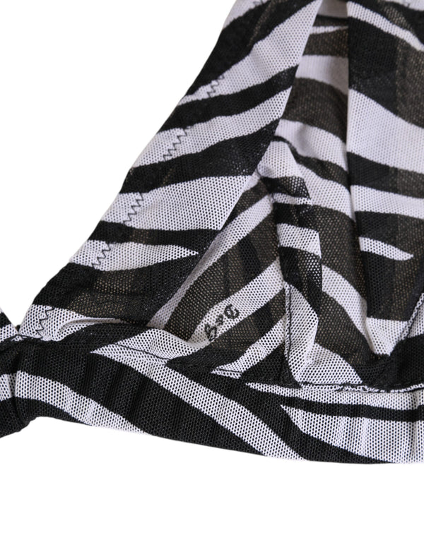 Black White Zebra Print Sheer Mesh Bralette Underwear