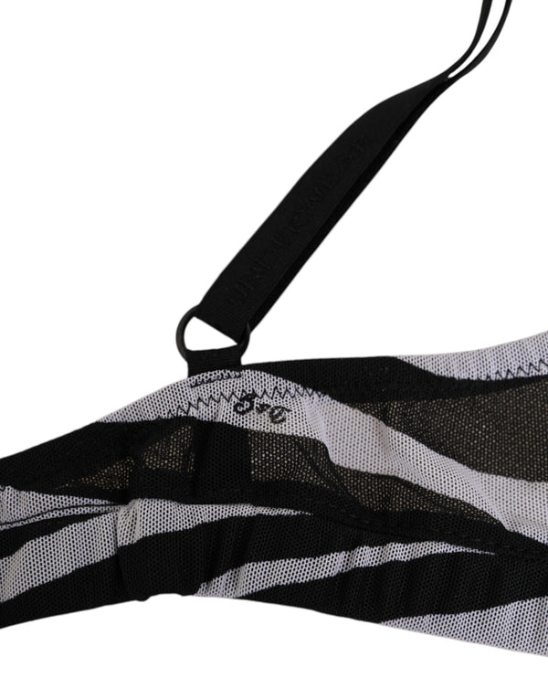 Black White Zebra Print Sheer Mesh Bralette Underwear
